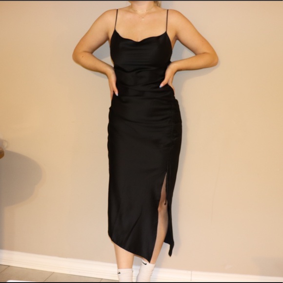 Black Satin Maxi Dress - Picture 2 of 2